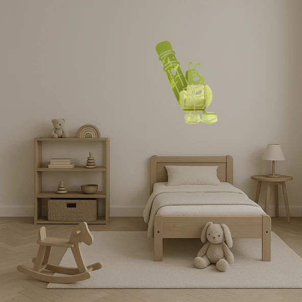 Eğlenceli Çocuk ve Kalem Dekoratif Altın Aynalı Tablo - Resim 4