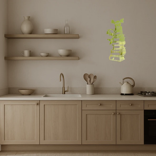 Kitap Okuyan Kız Dekoratif Altın Aynalı Tablo - Resim 3