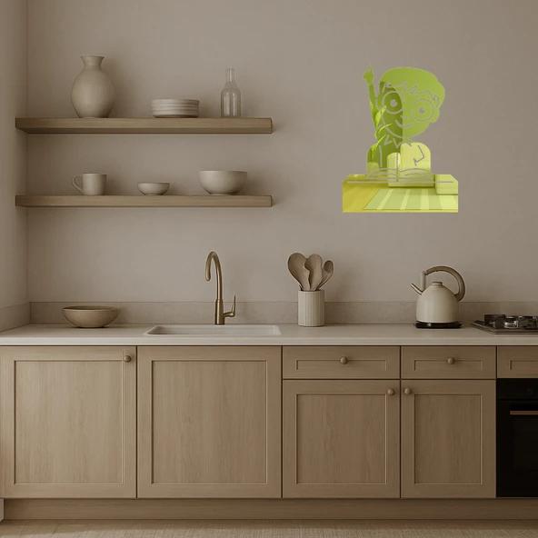 El Kaldıran Çocuk Emoji Altın Aynalı Tablo - Resim 3