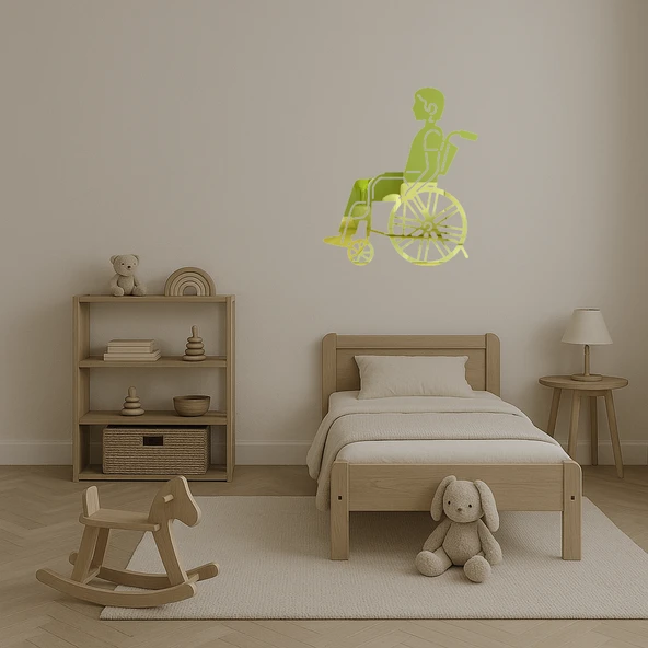 Dekoratif Manuel Tekerlekli Sandalye Altın Aynalı Tablosu - Resim 5