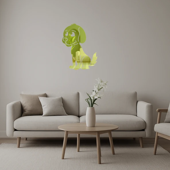 Yukarı Bakan Kahverengi Köpek Altın Aynalı Tablosu ürün görseli