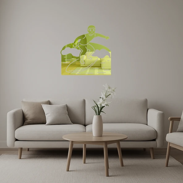 Sörf Yapan Emoji Dekoratif Altın Aynalı Tablo ürün görseli