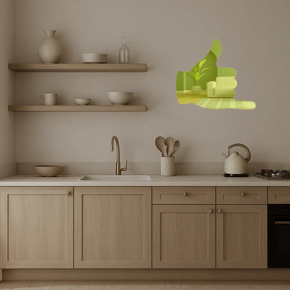 İç Mekan Dekoratif El İşareti Altın Aynalı Tablosu - Resim 3