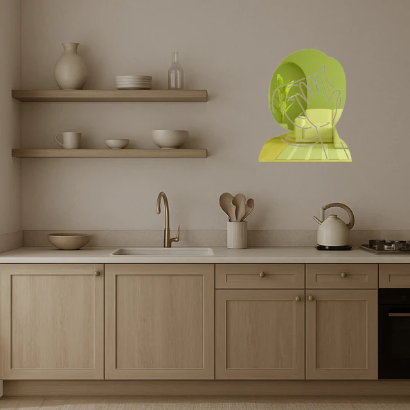 İç Mekan Dekoratif Facepalming Kız Emoji Altın Aynalı Tablosu - Resim 3