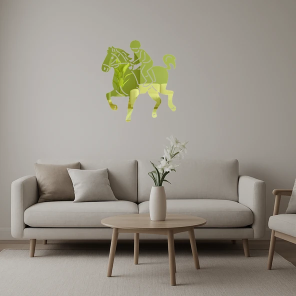 At Yarışı Emoji Dekoratif Altın Aynalı Tablo