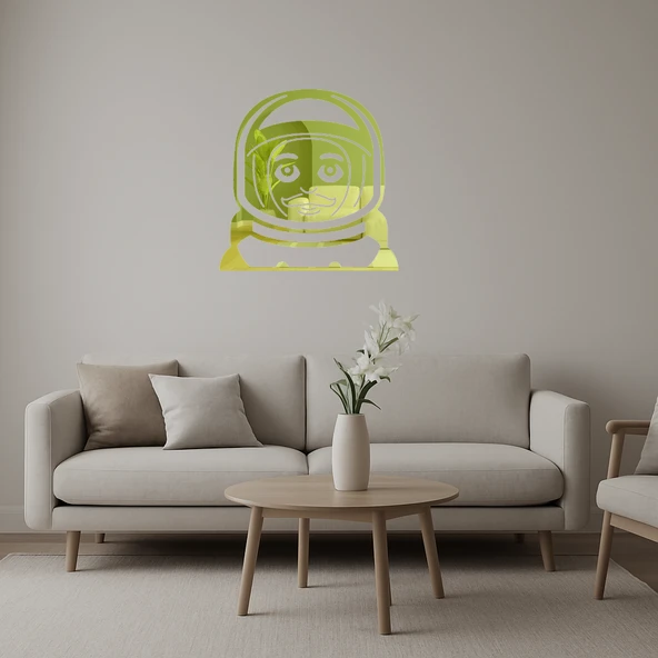 Astronot Adam Emoji Dekoratif Altın Aynalı Tablo ürün görseli