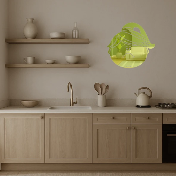 Hüzünlü Kız Portre Dekoratif Altın Aynalı Tablo - Resim 3