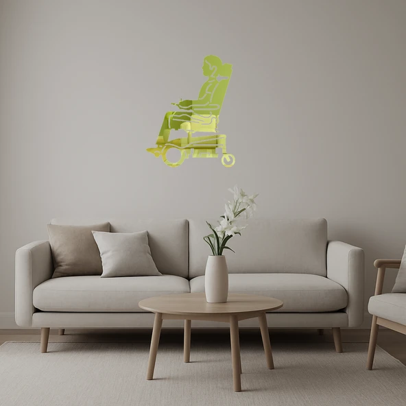 Motorlu Tekerlekli Sandalye Dekoratif Altın Aynalı Tablo ürün görseli