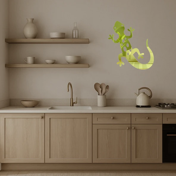 Kertenkele Figürü  Altın Aynalı Tablo - Resim 3