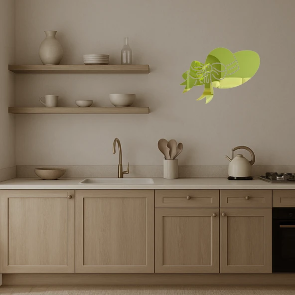 Zarif Kadın Şapkası Tasarımlı  Altın Aynalı Tablo - Resim 2