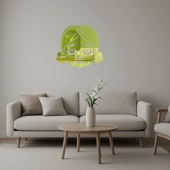 Sevimli Kız Emoji Altın Aynalı Tablosu ürün görseli