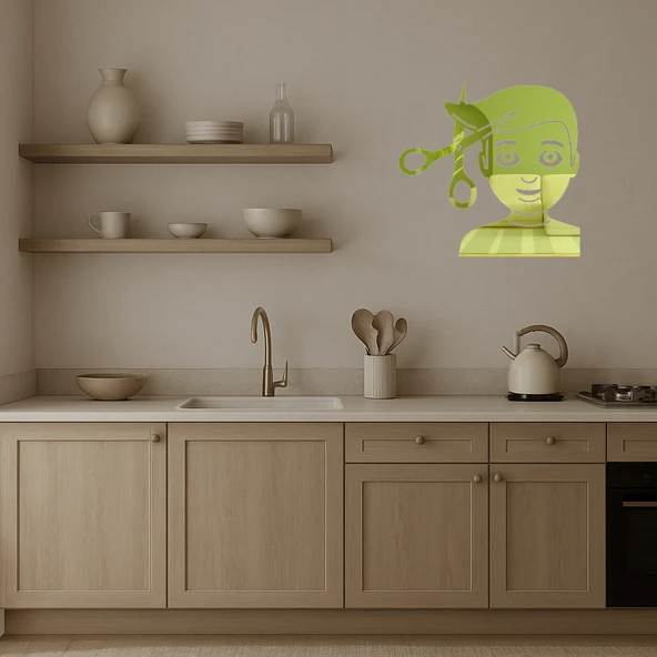 Saç Kesimi Yapan Adam Emoji Altın Aynalı Tablosu - Resim 4