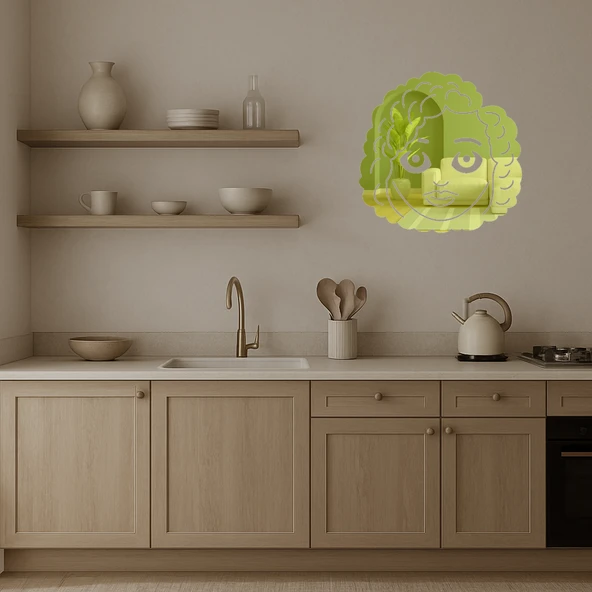 Şık Kadın Emoji Altın Aynalı Tablosu - Resim 3