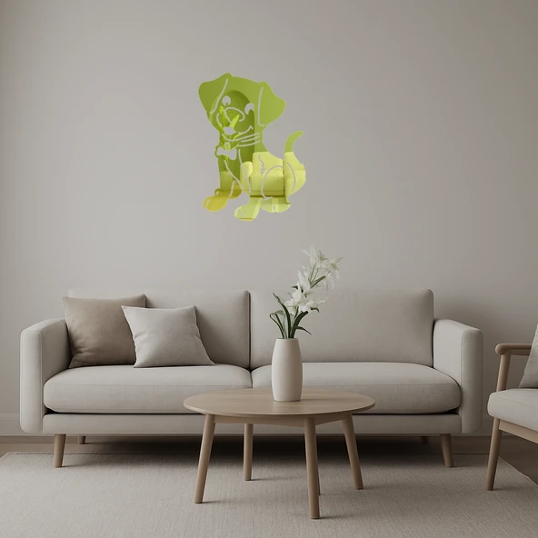 Altın Kemik Tasmali Köpek Dekoratif  Altın Aynalı Tablo ürün görseli