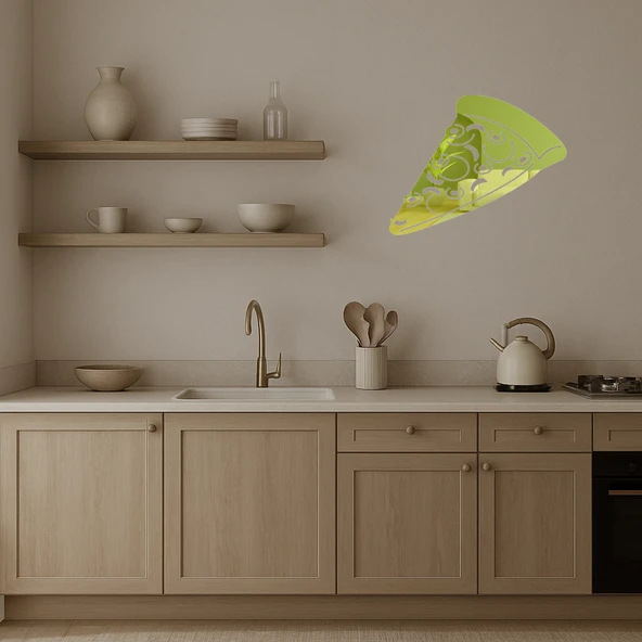 Zeytinli Pizza Dilimi Sanat Altın Aynalı Tablosu - Resim 3