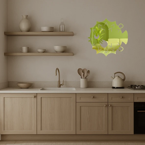 Kirpi Balığı Tasarımlı  Dekoratif Altın Aynalı Tablo - Resim 3