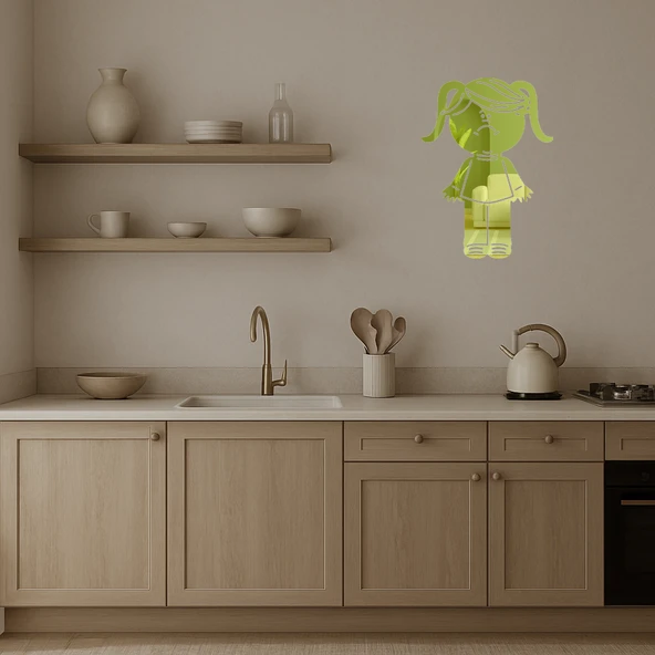 Üzeri Duygusal Kız Portresi Dekoratif Altın Aynalı Tablo - Resim 3