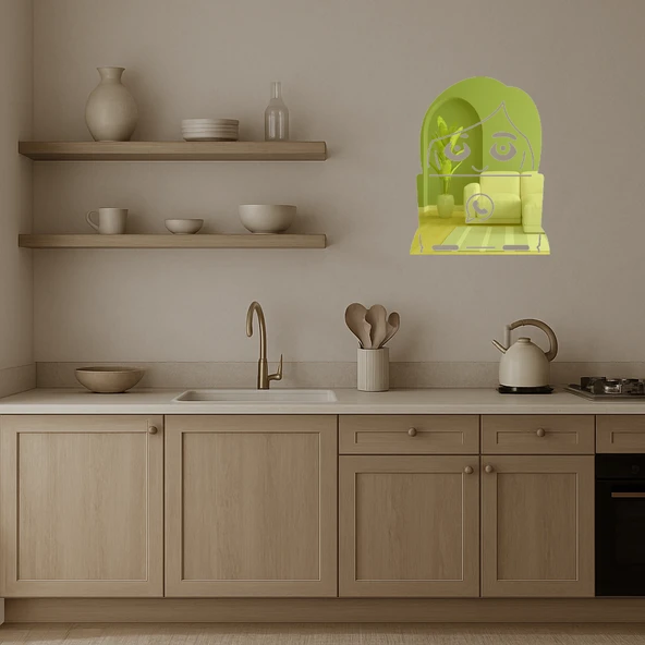 Teknoloji Aşığı Kadın  Altın Aynalı Tablo ürün görseli