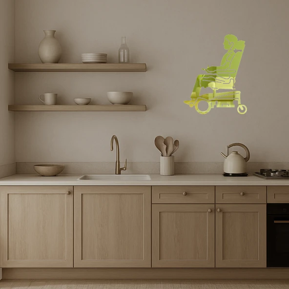 Motorlu Tekerlekli Sandalye Dekoratif Altın Aynalı Tablo - Resim 3