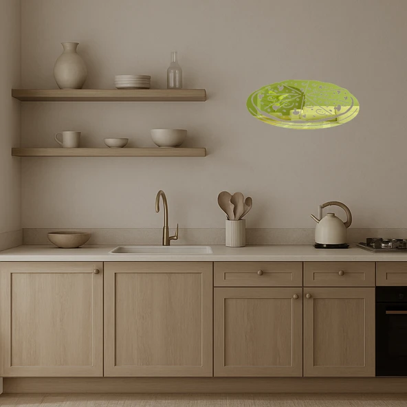 Büyük Tava Pizza Dekoratif  Altın Aynalı Tablo - Resim 3