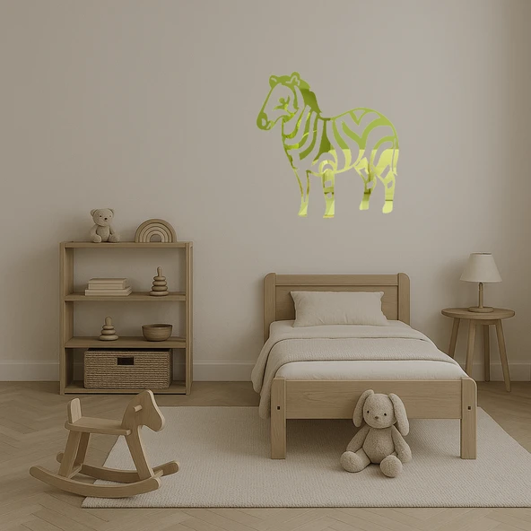 Zebra Desenli  Dekoratif Altın Aynalı Tablo - Resim 3