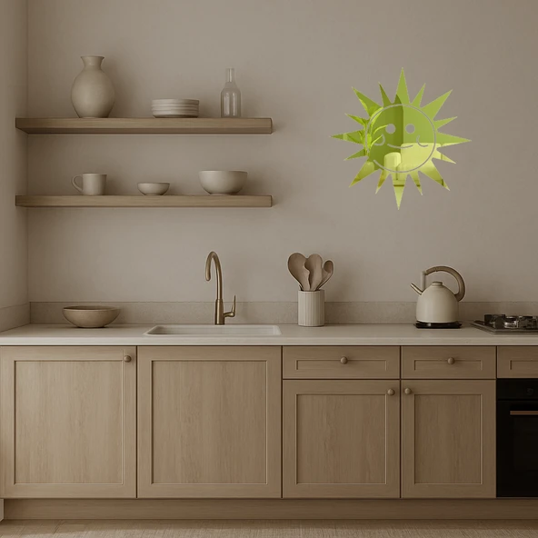 Şişkin Yanaklı Güneş  Dekoratif Altın Aynalı Tablo - 3