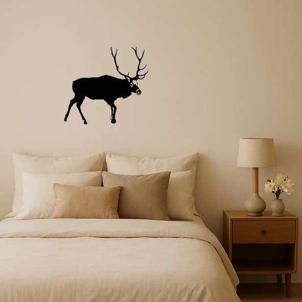 Geyik ve Dağ Manzaralı Dekoratif Tablo ürün görseli