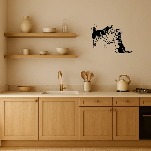 Oyun Oynayan Köpekler MDF Dekoratif Tablolar Seti - Resim 2