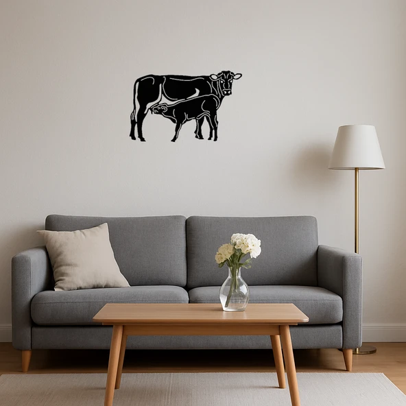 Boğa ve Buzağı Dekoratif Tablo - Resim 4