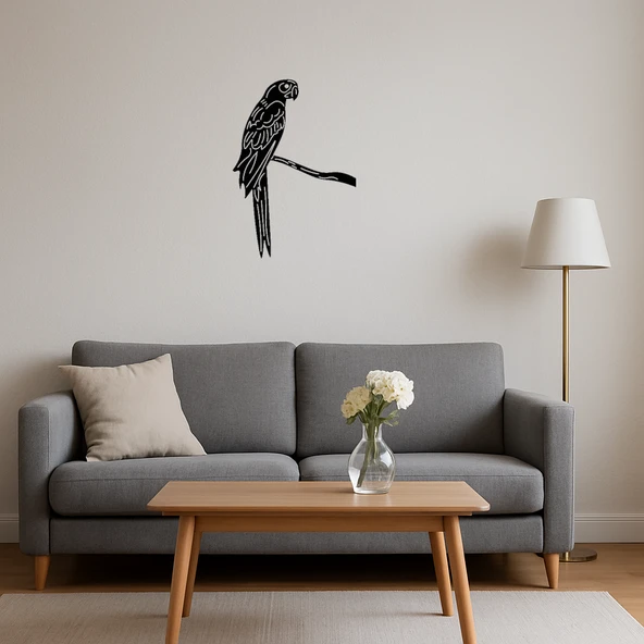 Çift Macaw Papağan MDF Dekoratif Tablo - Resim 4