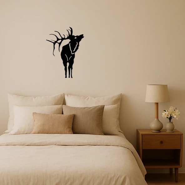 Ahşap Geyik ve Çam Ağaçları Dekoratif İç Mekan Tablosu ürün görseli