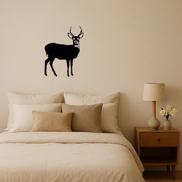 Geyik ve Ağaç Silüeti Dekoratif Tablo ürün görseli