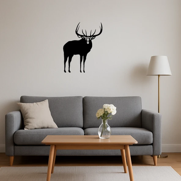 Geyik ve Orman Temalı Dekoratif Tablo - Resim 4