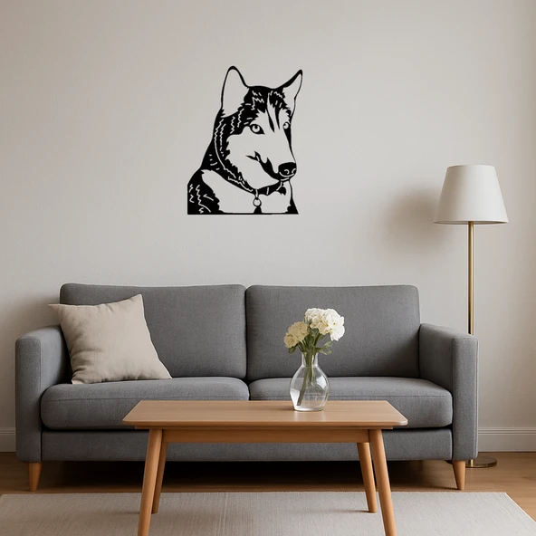 Husky Köpek Yüzü MDF Dekoratif Duvar Tablosu - Resim 4