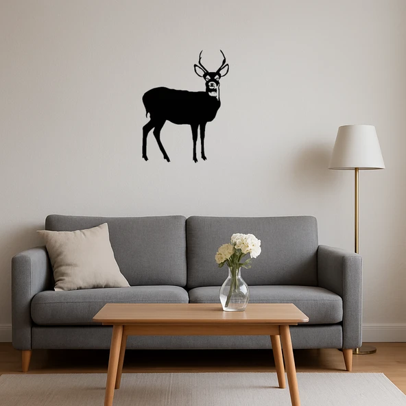 Geyik ve Ağaç Silüeti Dekoratif Tablo - Resim 2