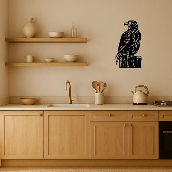 Ağaç Kütüğünde Amerikan Kartalı MDF Dekoratif Tablo - Resim 2