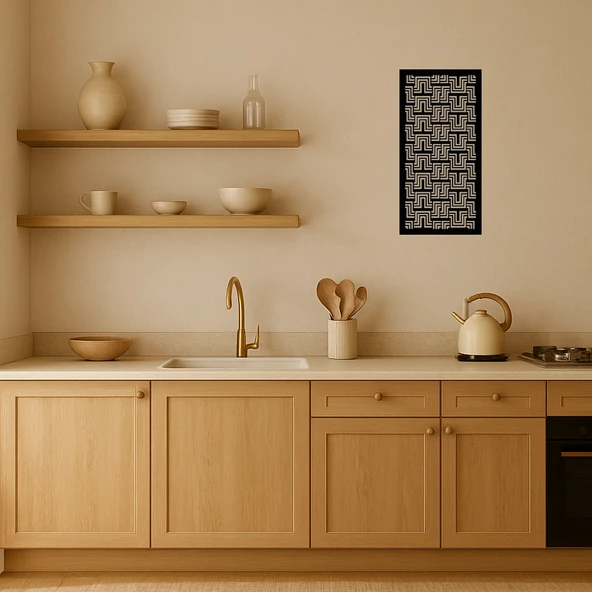 Modern Çiçek ve Geometrik Desenli MDF Duvar Sanatı - Resim 2