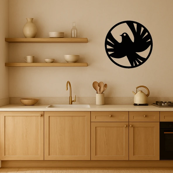 Barış Güvercini Yuvarlak Dekoratif Duvar Tablosu - Resim 2