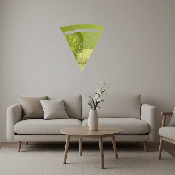 Üçgen Pizza Dilimi Tasarımı İç Mekan Dekoratif Altın Aynalı Tablo ürün görseli