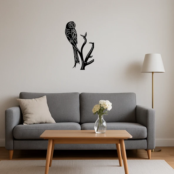 Dal Üzerinde Macaw Papağan MDF Dekoratif Tablo - Resim 4