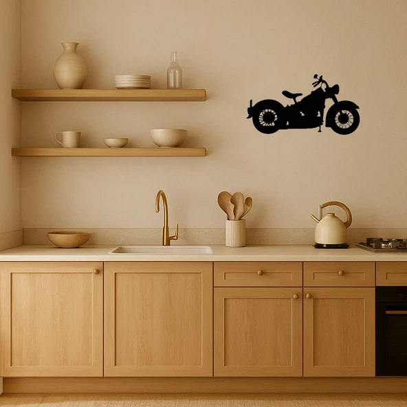 Vintage Tarzı Motorcu MDF Duvar Dekoru - Resim 2