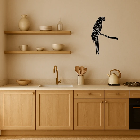 Çift Macaw Papağan MDF Dekoratif Tablo - Resim 3