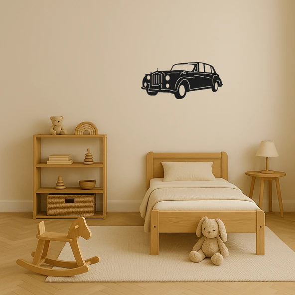 Vintage Araba Motifli MDF Dekoratif Tablo - Resim 3