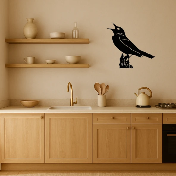 Doğal Dokunuş: Daldaki Kuş MDF Tablo - Resim 2