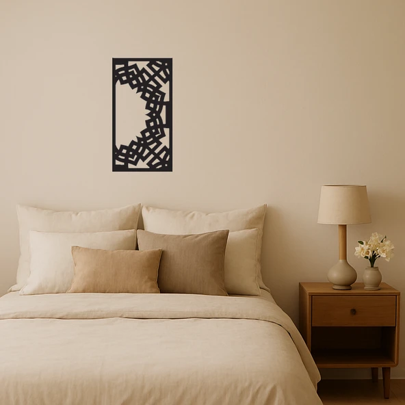 Ahşap Abstrakt Çiçek Desenli Dekoratif Duvar Tablosu ürün görseli