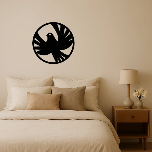 Barış Güvercini Yuvarlak Dekoratif Duvar Tablosu ürün görseli