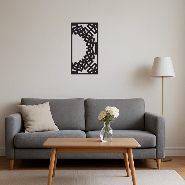 Ahşap Abstrakt Çiçek Desenli Dekoratif Duvar Tablosu - Resim 4