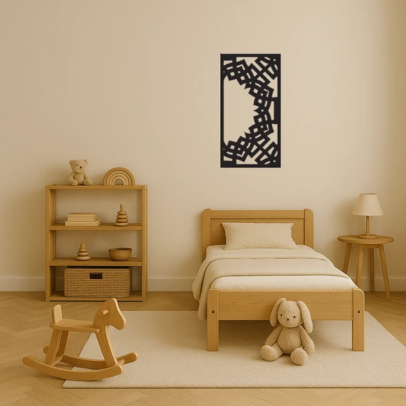 Ahşap Abstrakt Çiçek Desenli Dekoratif Duvar Tablosu - Resim 3