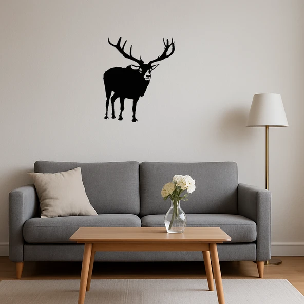 Siluet Geyik ve Ağaç Dekoratif Tablo - Resim 3