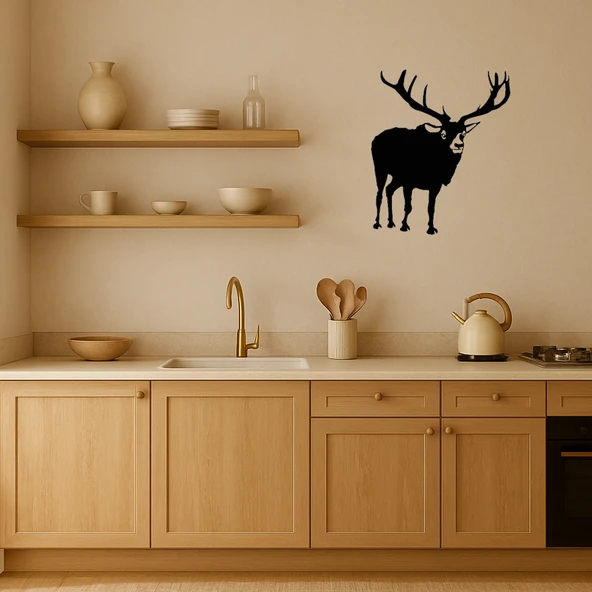 Siluet Geyik ve Ağaç Dekoratif Tablo - Resim 2